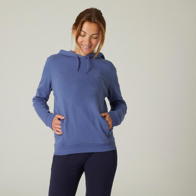 Sweat-shirt à capuche Fitness femme - 520 Bleu