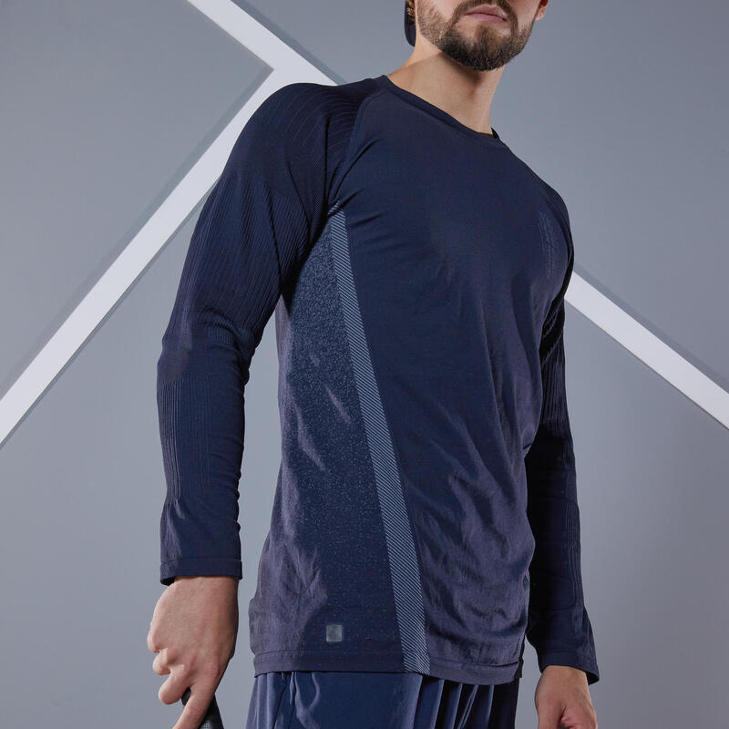 Camiseta de tenis manga larga Hombre Artengo TTS Thermic azul