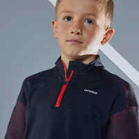 Tennis-Shirt 500 warm Jungen schwarz/rot