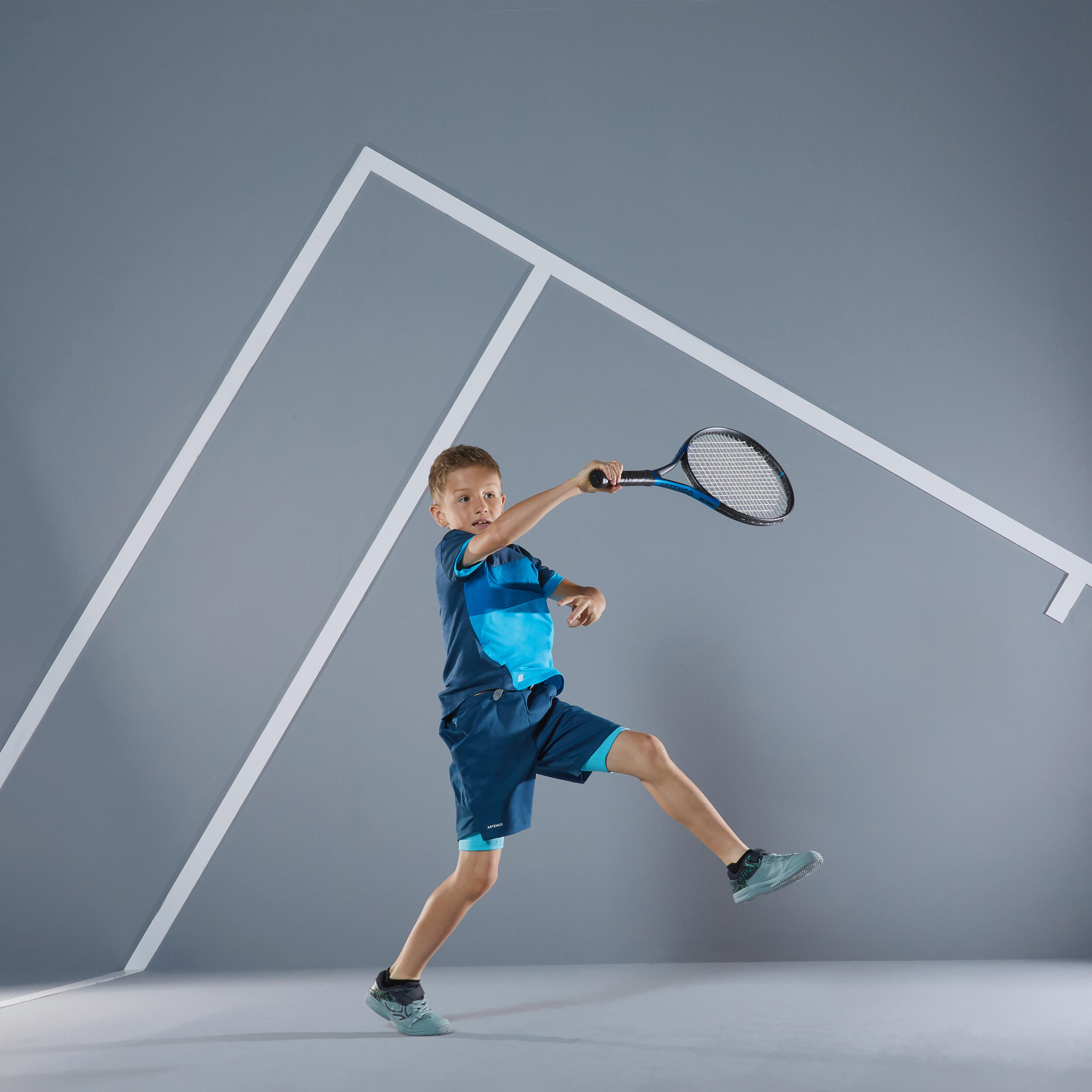 Camiseta de tenis manga corta Ni os Artengo 500 Azul Decathlon