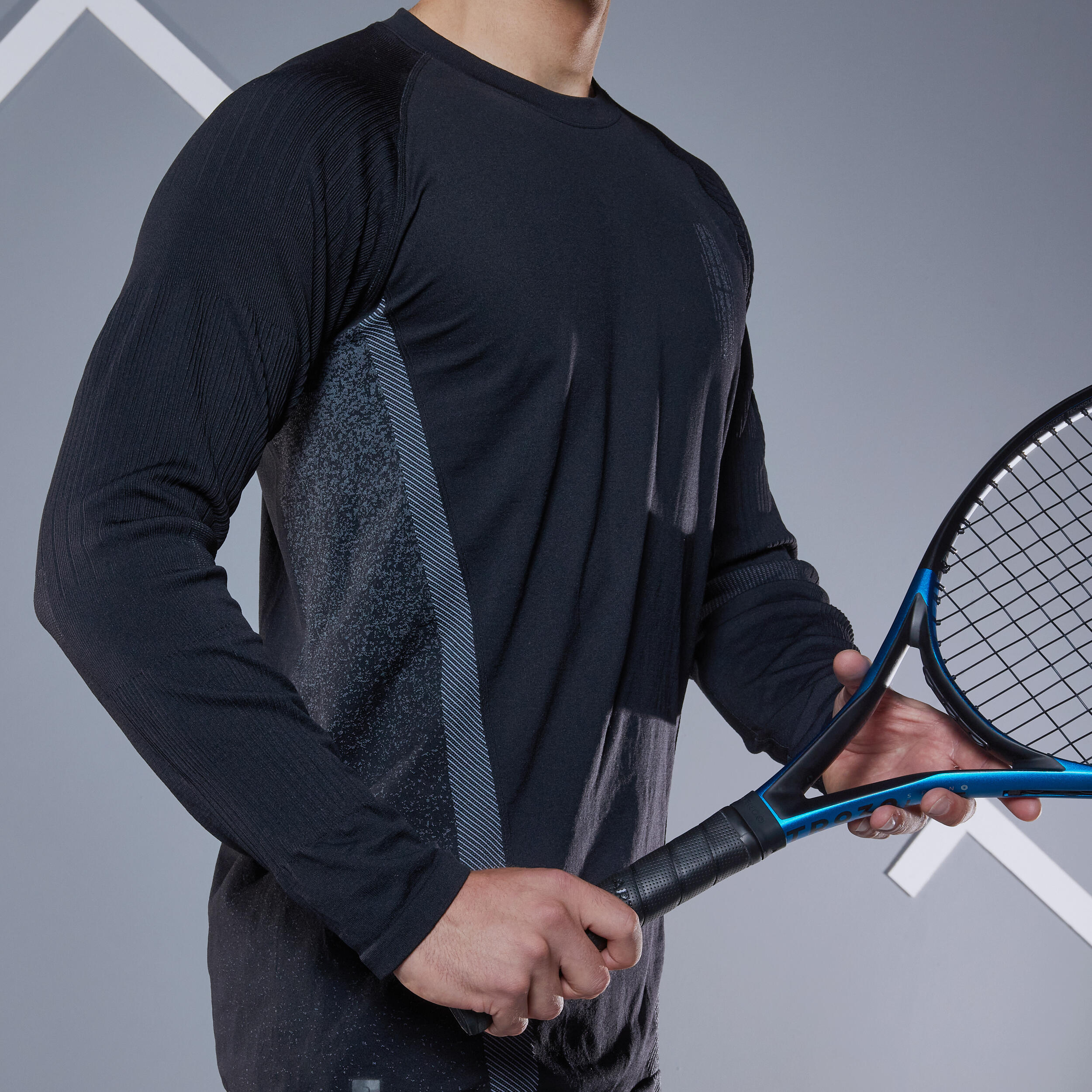 Camiseta de tenis térmica negra manga larga hombre Artengo TTS 3/9