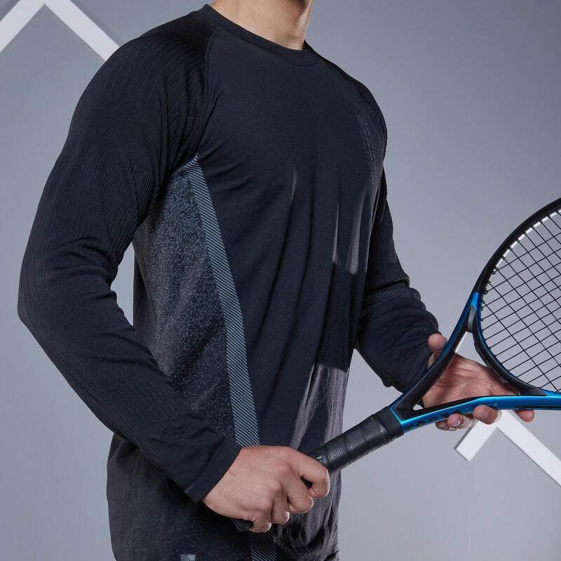 T-shirt tennis maniche lunghe uomo THERMIC nera