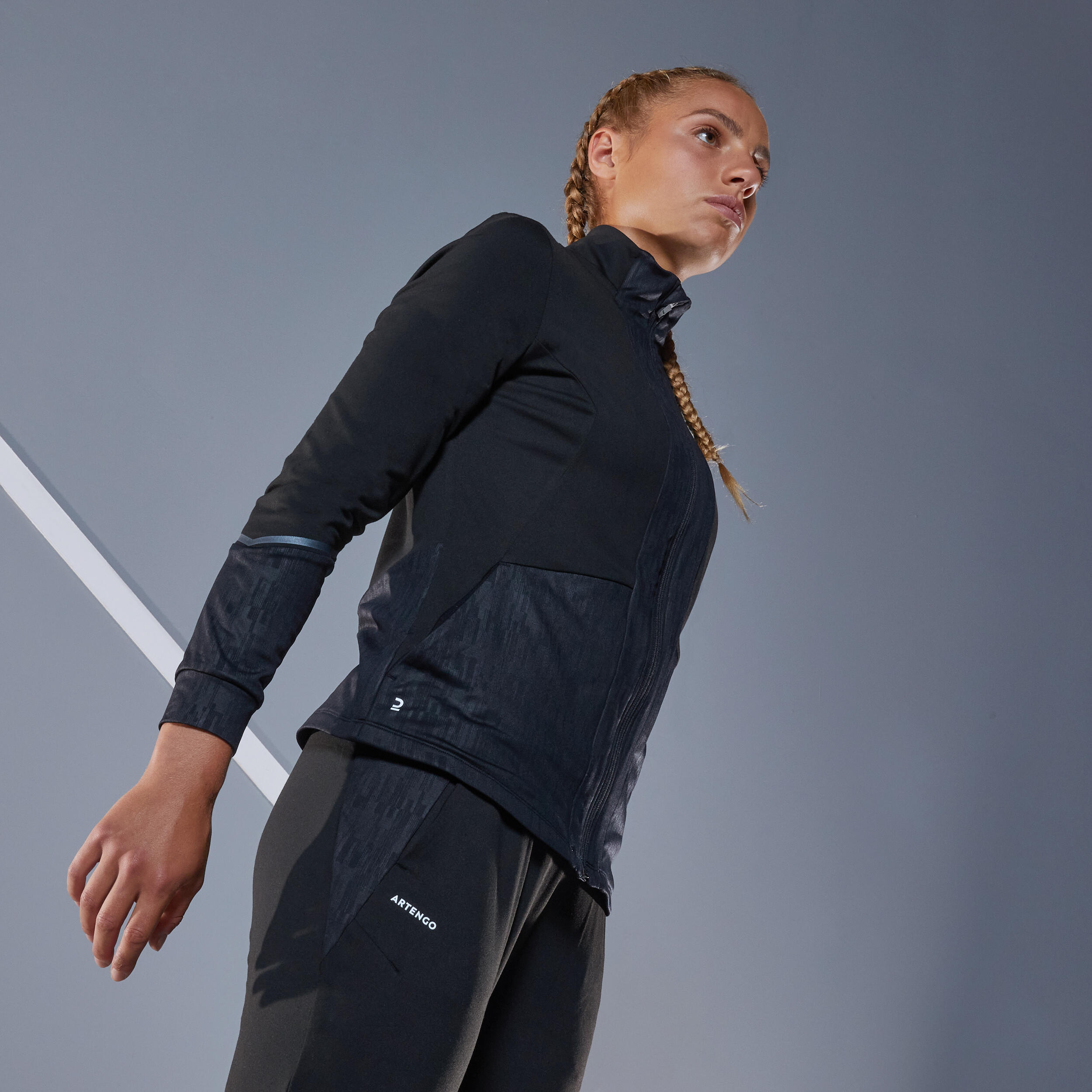 Women's thermal dry tennis jacket - TH500 black