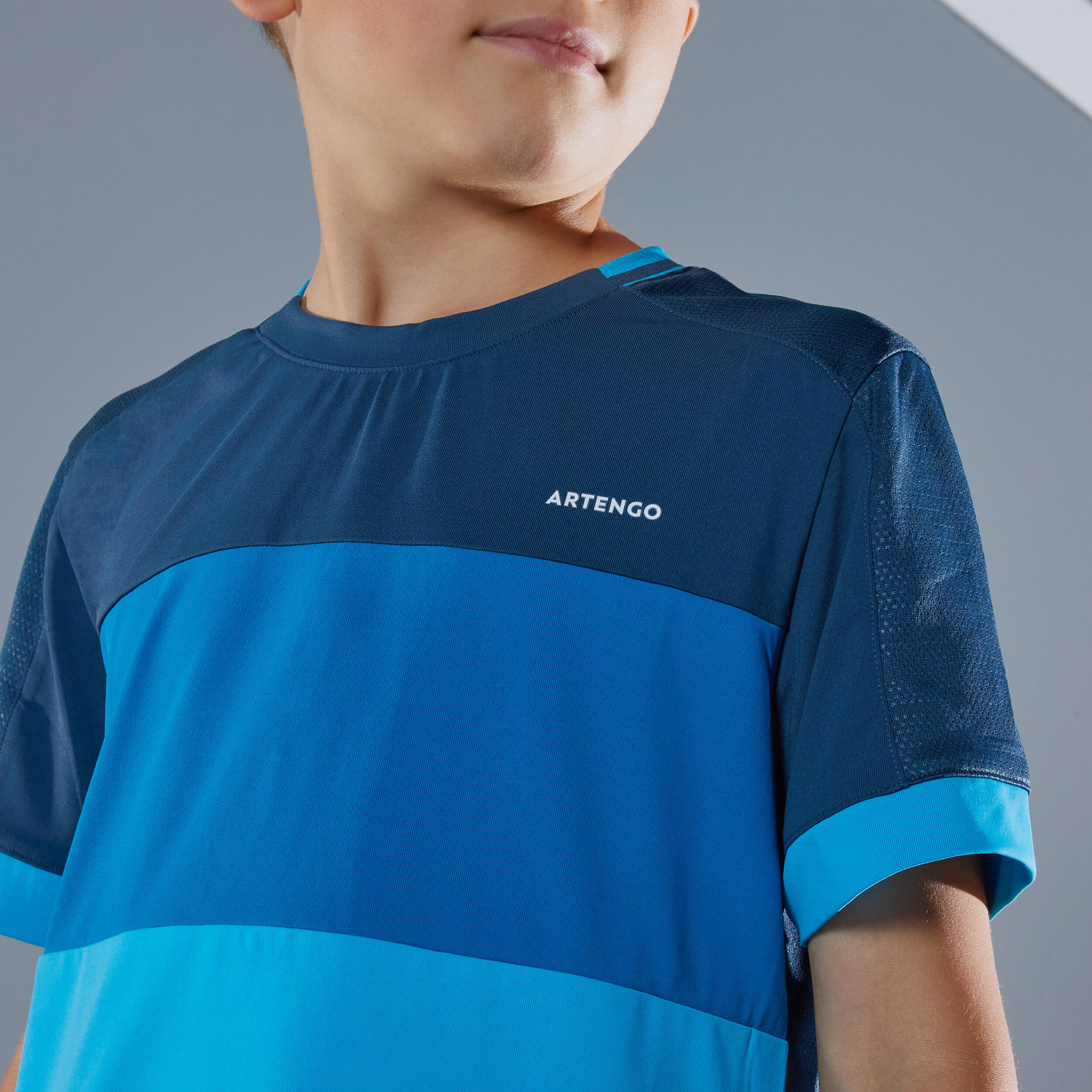 Camiseta de tenis manga corta Ni os Artengo 500 Azul Decathlon