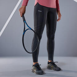 Legging mallas de tenis largo transpirable mujer Dry TH900M negro plata