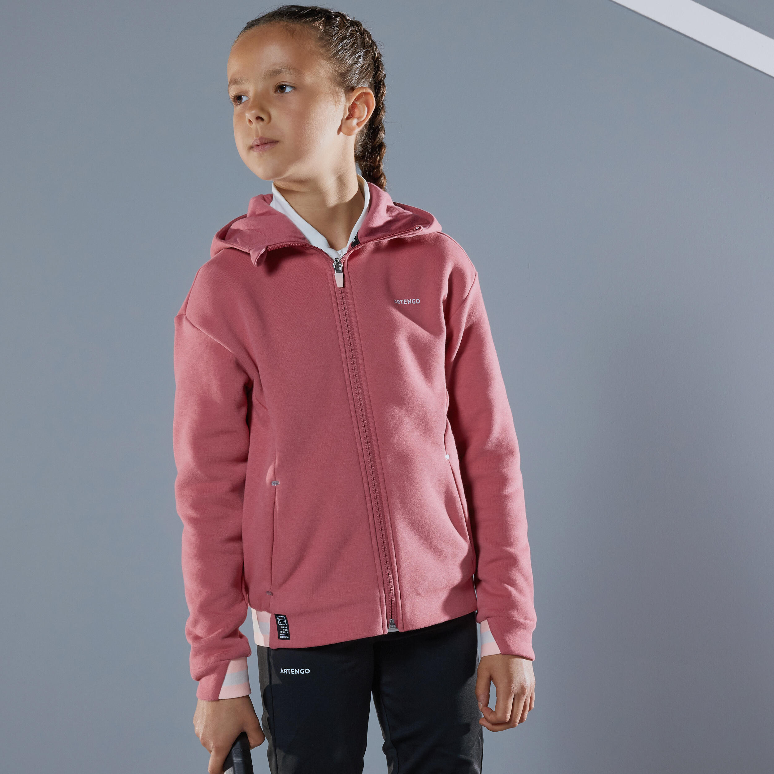 ARTENGO Girls' Thermal Tennis Jacket - Antique Pink
