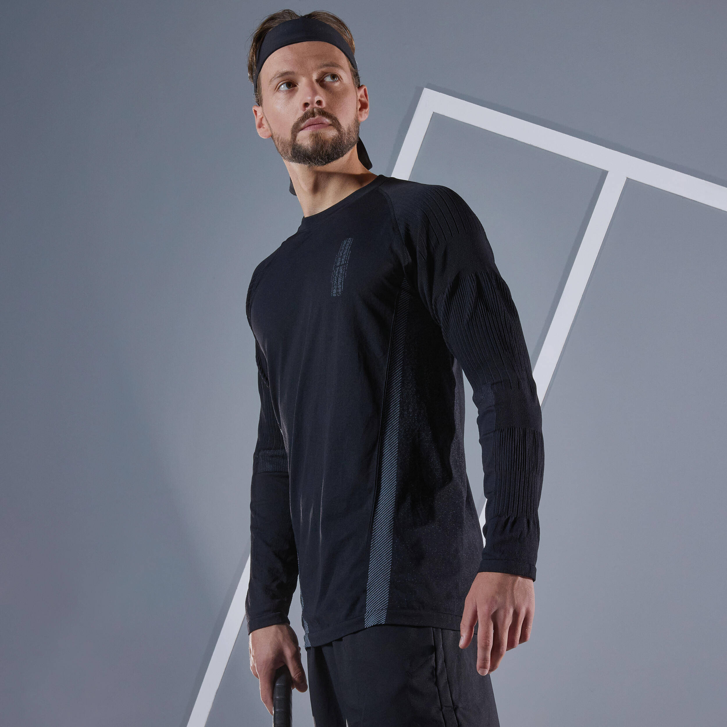 Men Tennis Full Sleeved Warm T-Shirt - Black -  3