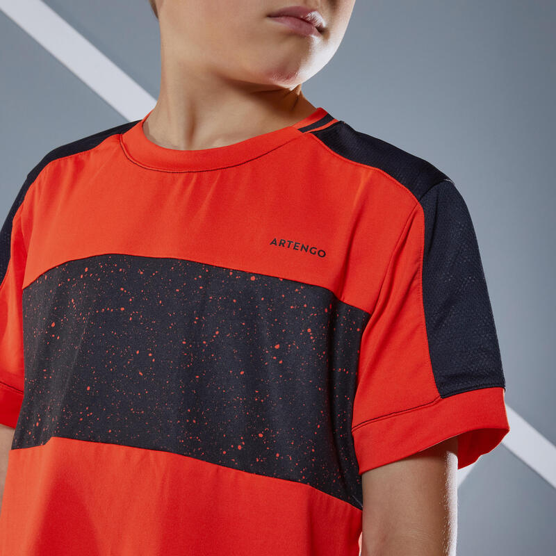 T-shirt de tennis garcon - TTS dry rouge