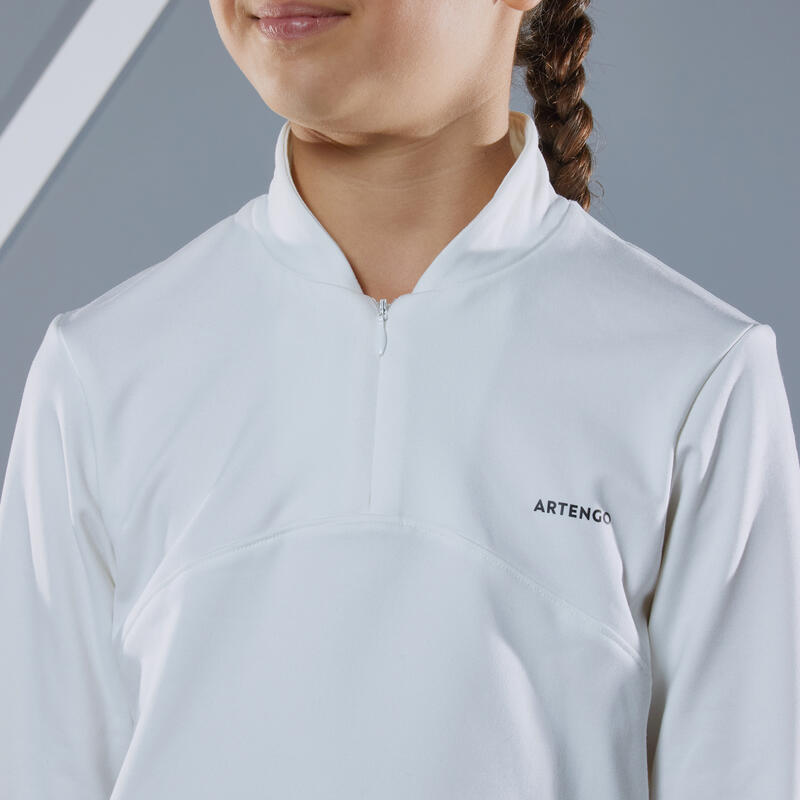 Tennisshirt met lange mouwen voor meisjes TTS TH 500 gebroken wit