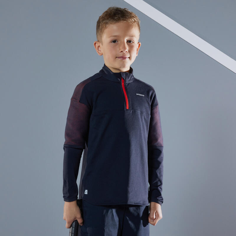 Camiseta térmica de Tenis Niños Artengo 500 azul asfalto
