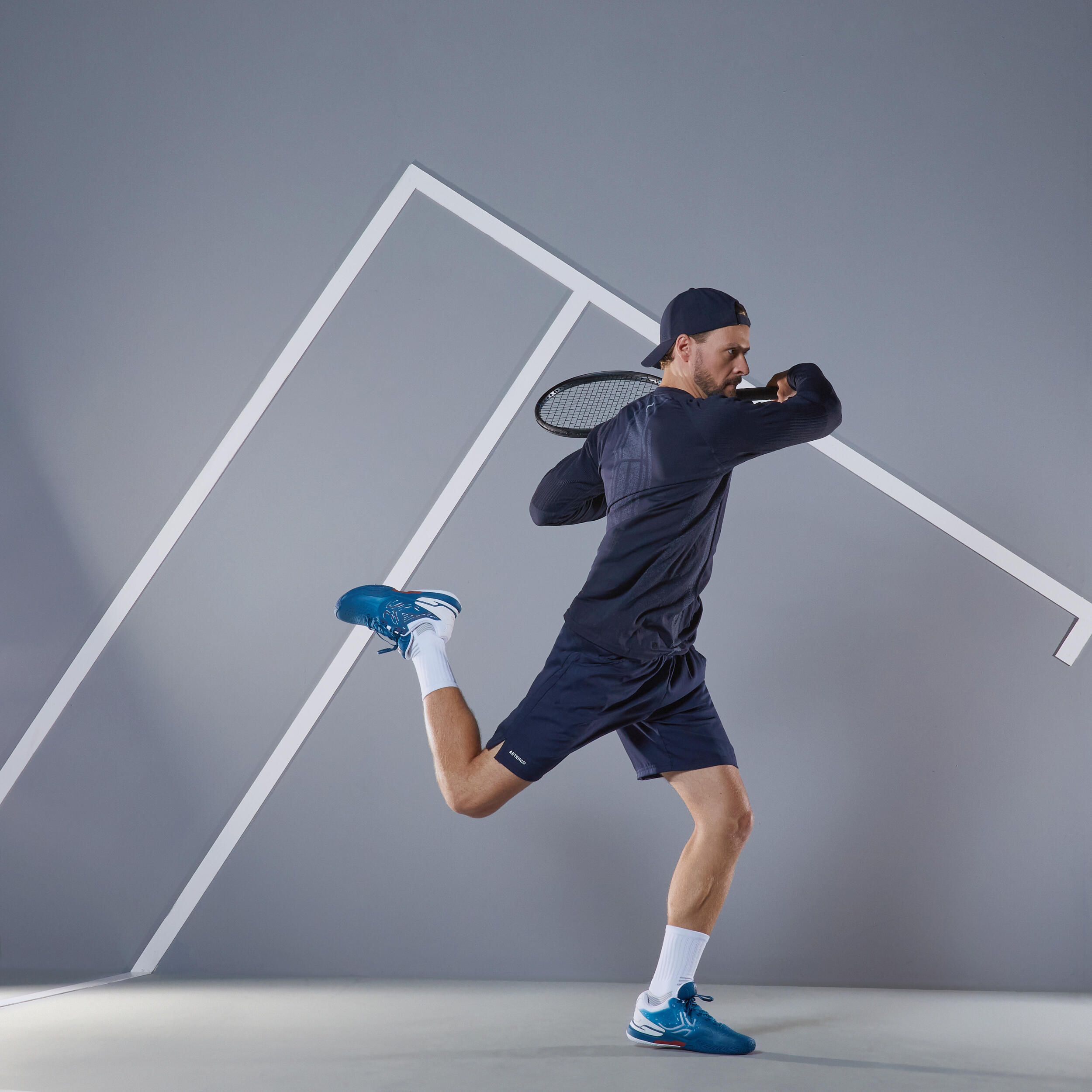Men's Tennis Long-Sleeved Top Thermic - Navy 7/11