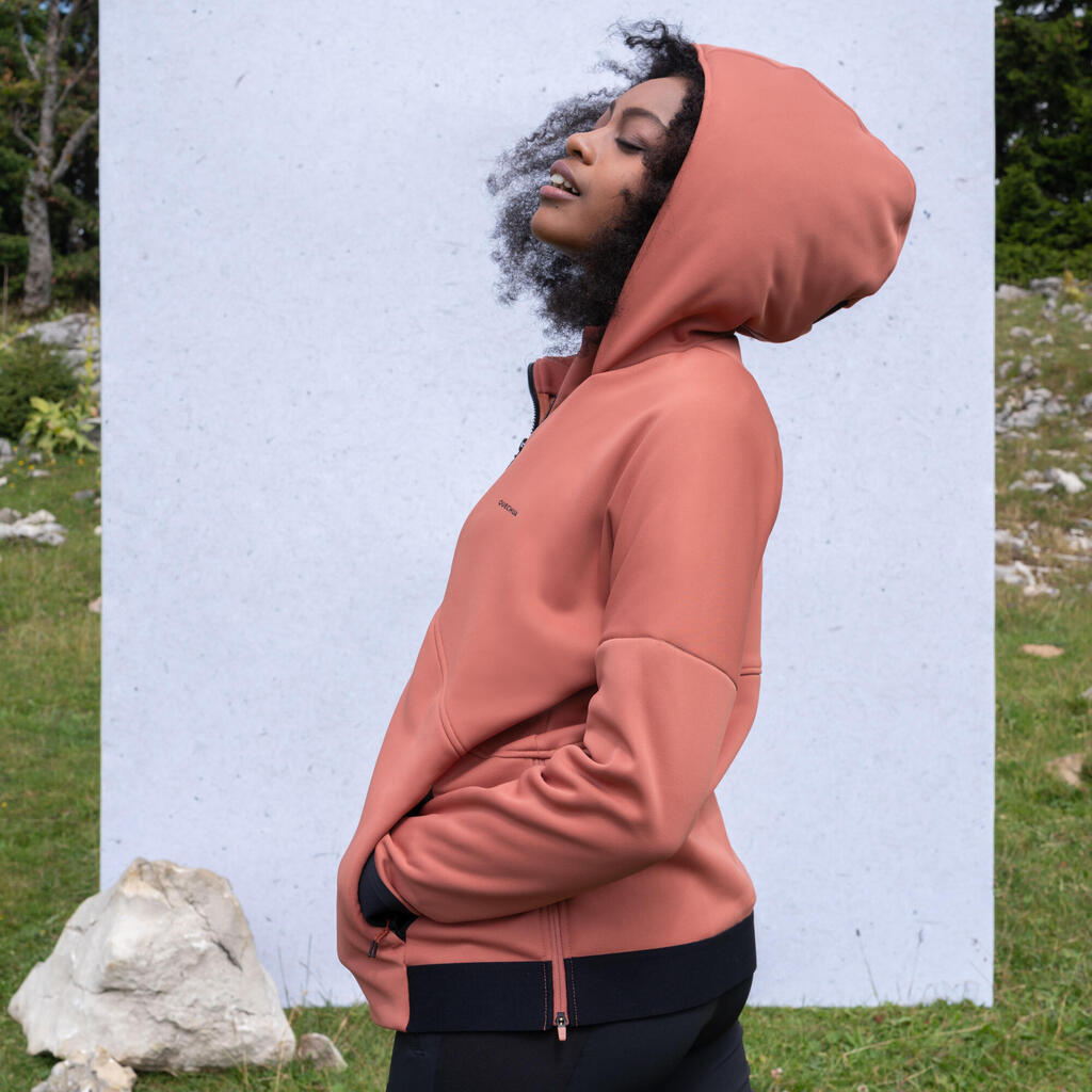 Buzo polar tipo hoodie de senderismo para Mujer Quechua MH500 Rosado