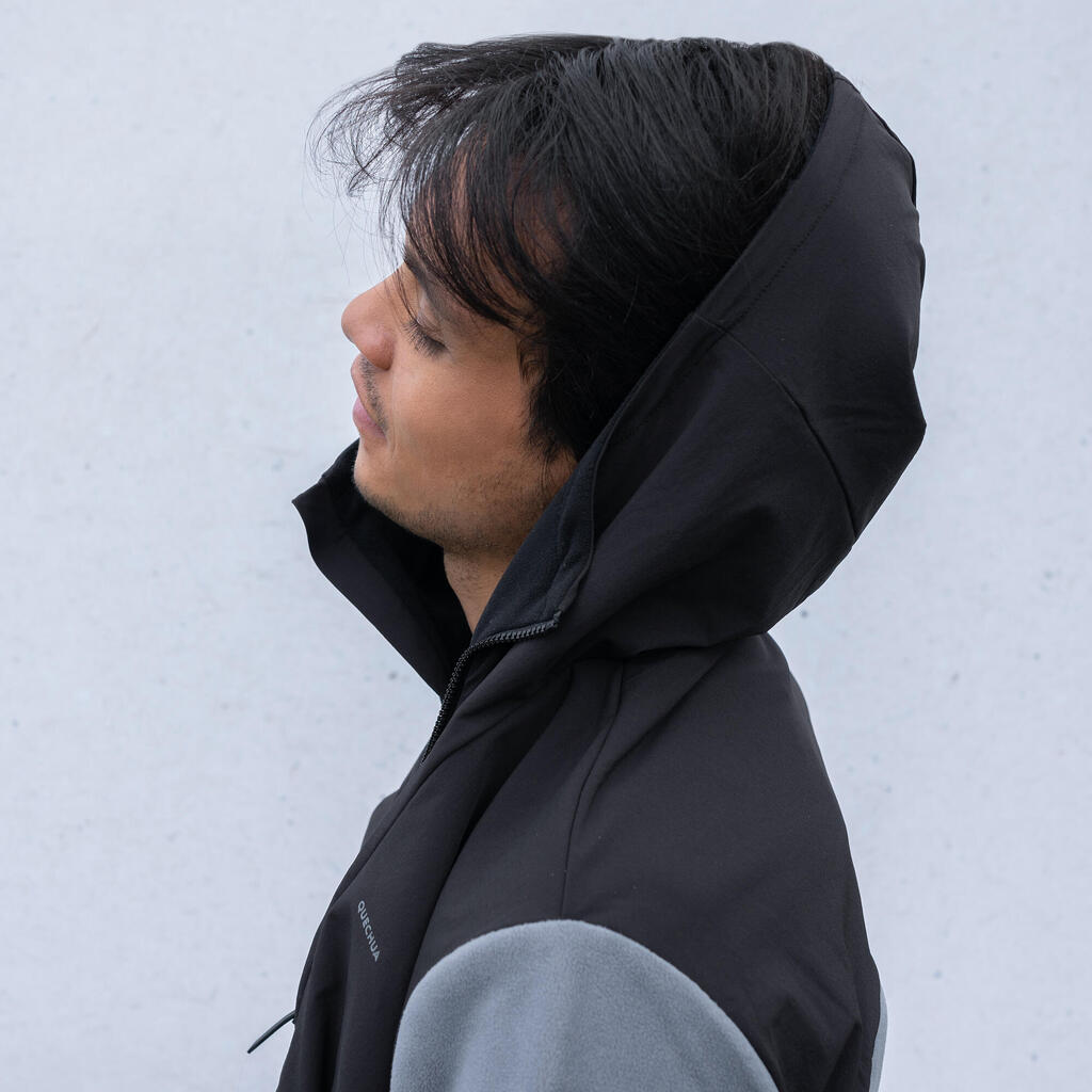 МЪЖКИ ПОЛАР С КАЧУЛКА ЗА ПРЕХОДИ MH500 HOODY, СИВ