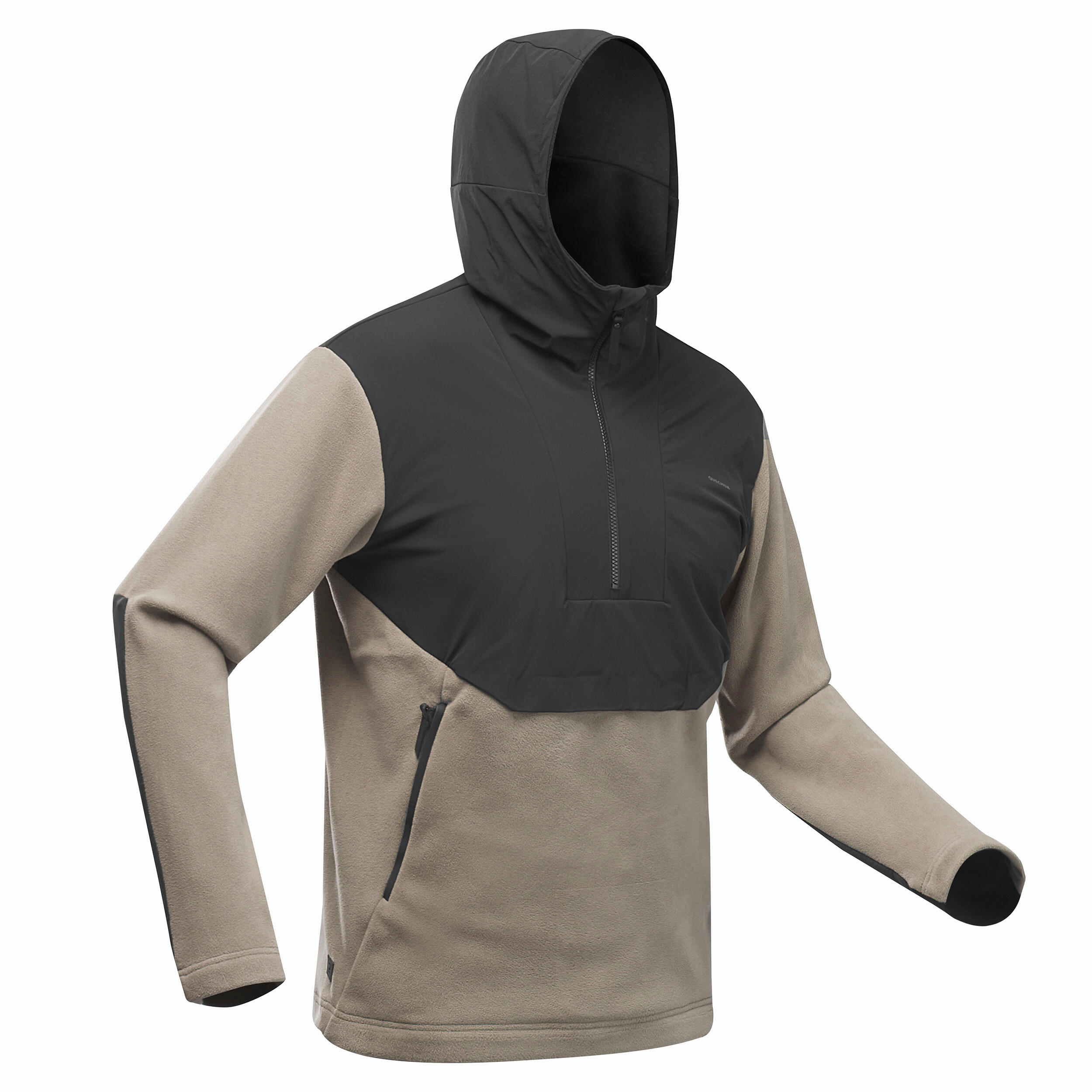 Hanorac Din Polar Drumetie La Munte Mh500 Hoodie Bej Barbati