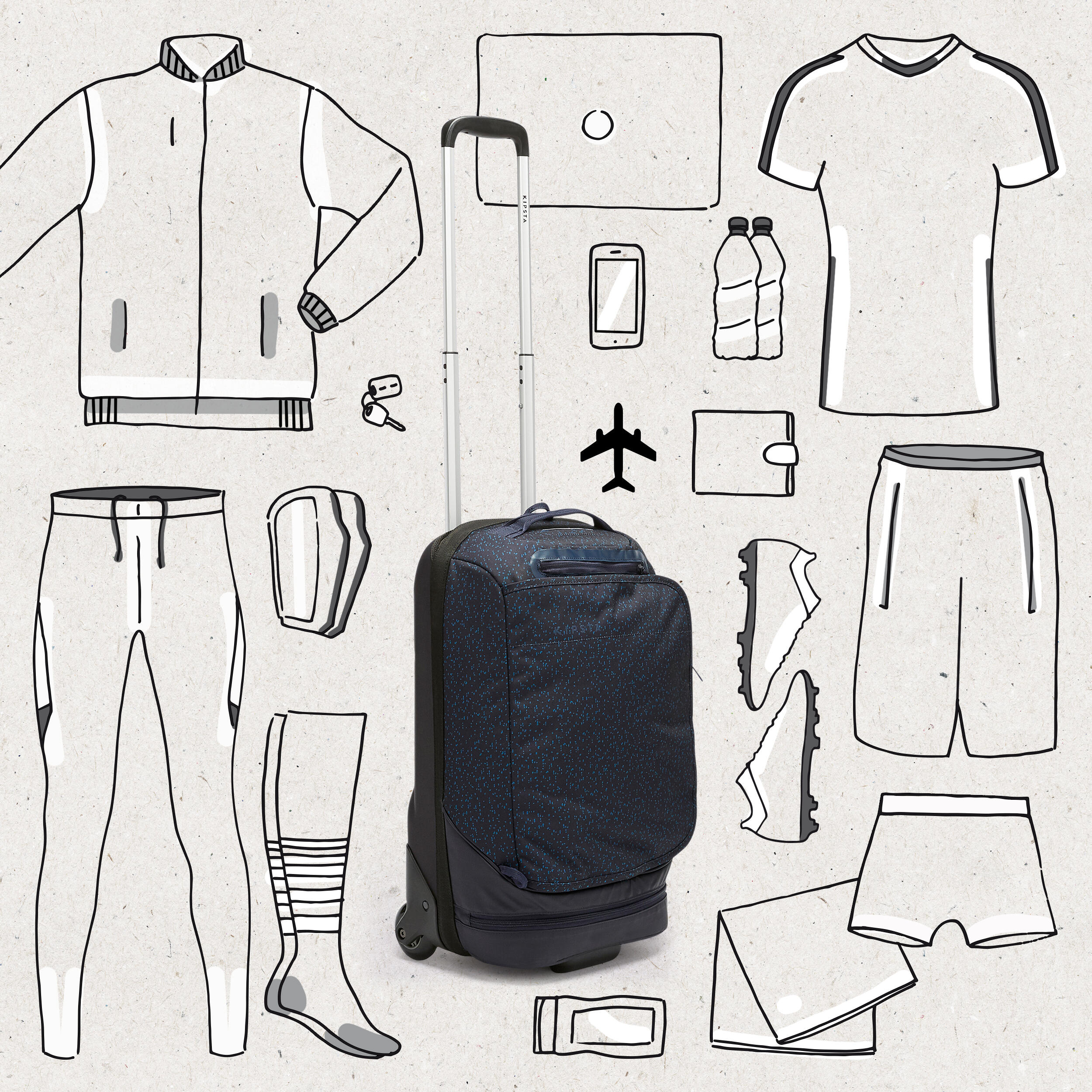 Roller Bag with 5 Compartments 30L Suitcase Urban- Carbon Grey