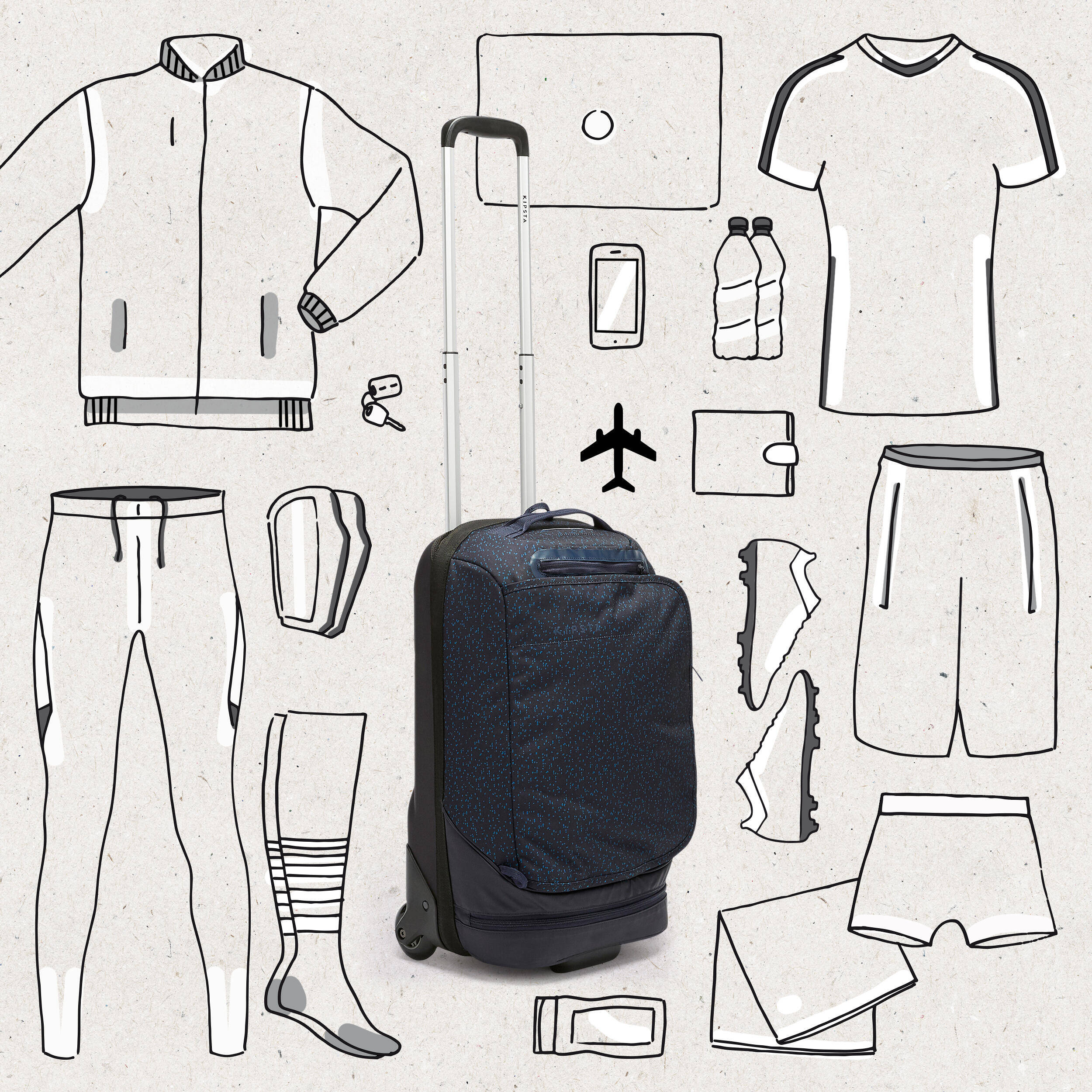 Roller Bag with 5 Compartments 30L Suitcase Urban- Carbon Grey -  3