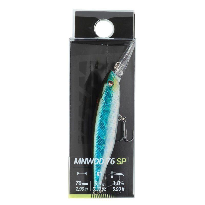 POISSON NAGEUR JERKBAIT MINNOW WXM MNWDD 76 SP DOS BLEU