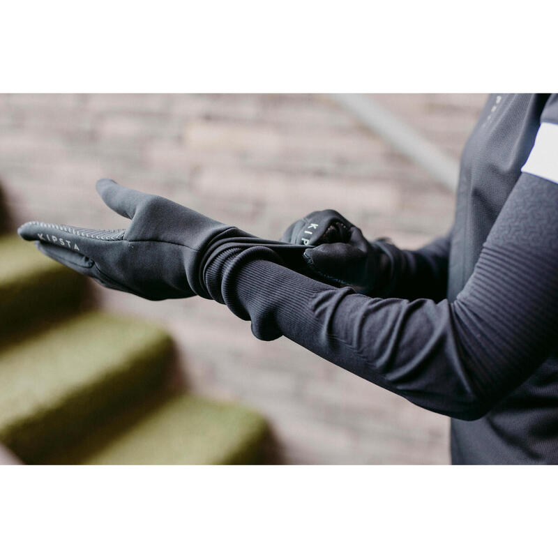 Handschoenen voor voetbal volwassenen Keepdry 500 zwart