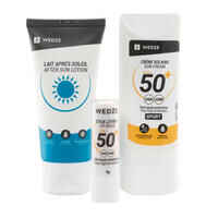 Sonnenschutz-Set: Sonnencreme LSF50+ Lippenpflegestift LSF50+ After-Sun-Lotion 