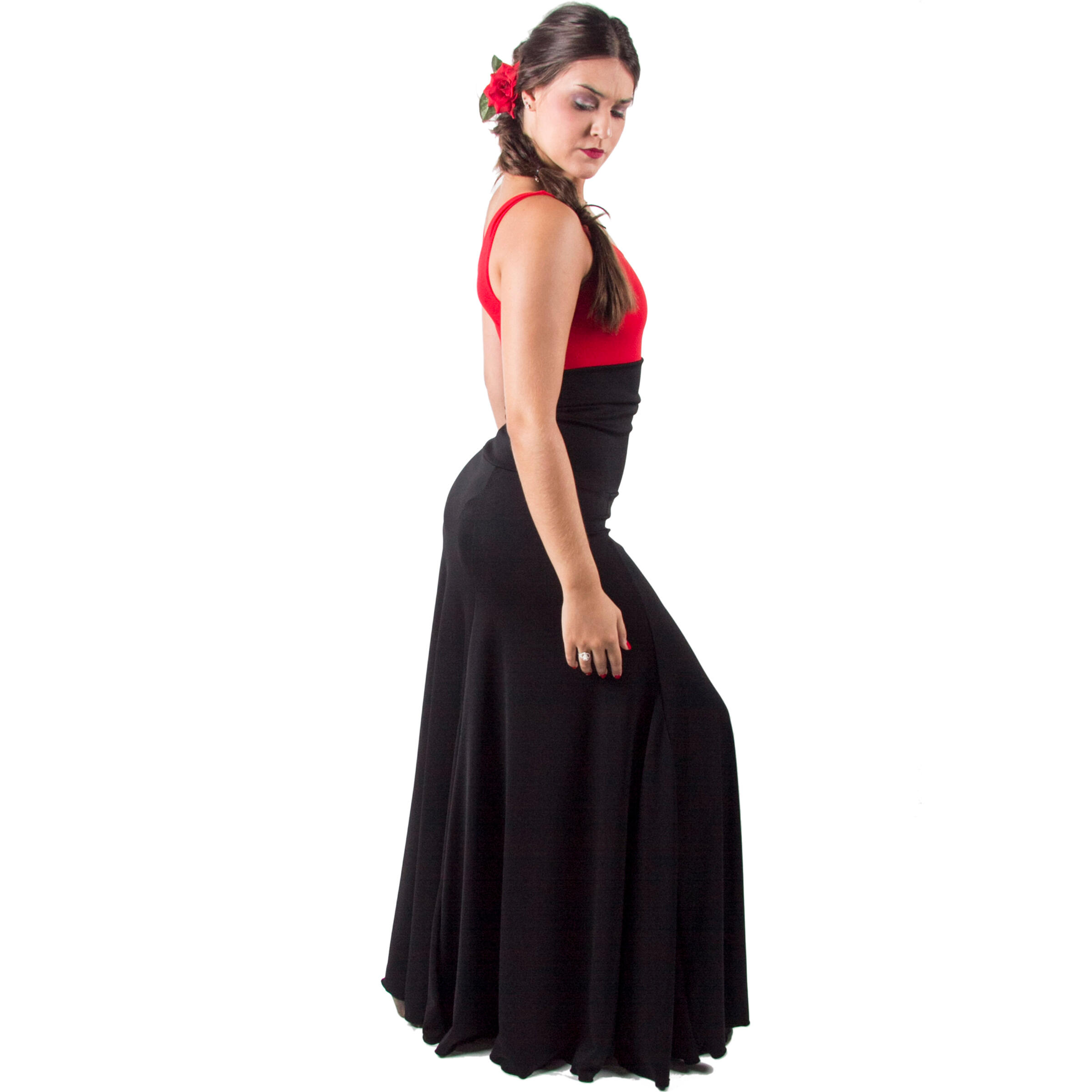 Falda negra de ensayo baile flamenco para niña