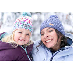 KIDS’ SKI HAT - JACQUARD - PINK TURQUOISE