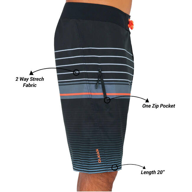 Men Surfing boardshorts 500 Long Classico Black