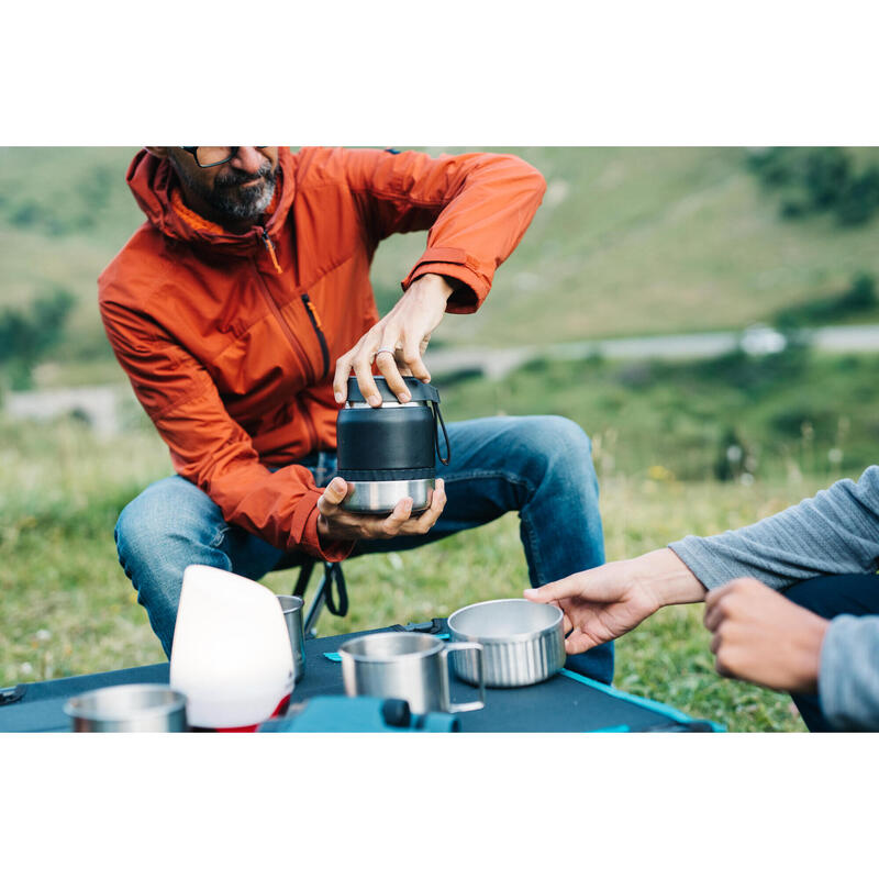 Stainless Steel Isothermal Food Box for Hiking MH500 0.8 L with Bowl Black