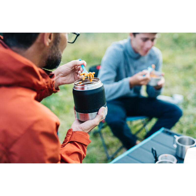 Cutie alimentară izotermă cu bol din inox Drumeție la munte MH500 0,8L Negru