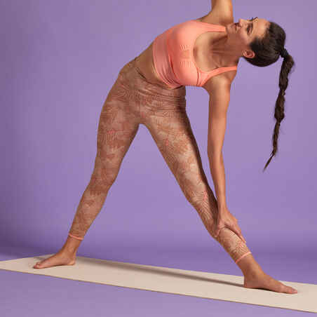 Leggings wendbar dynamisches Yoga beige/koralle