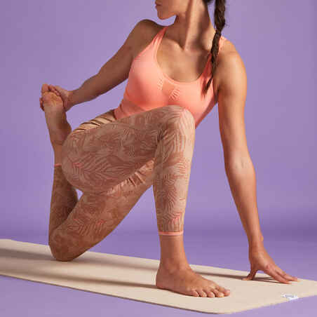 Leggings wendbar dynamisches Yoga beige/koralle