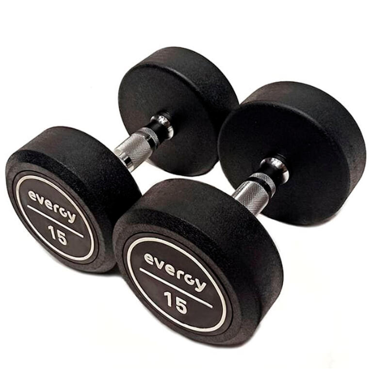 Mancuerna 15 kg Goma Evergy Fitness Musculación CrossFitness