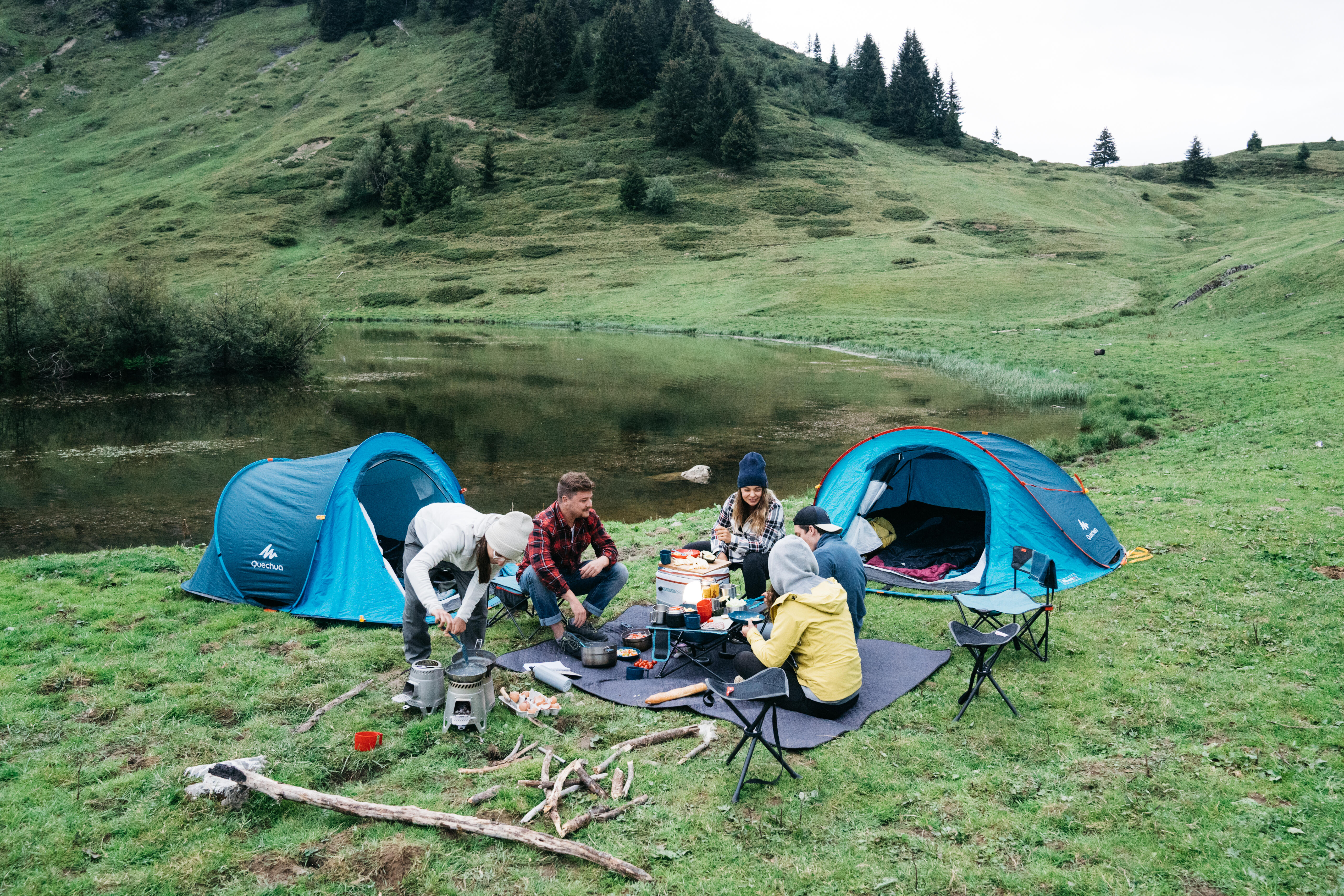 3-Person Camping Tent - 2 Seconds Grey - QUECHUA