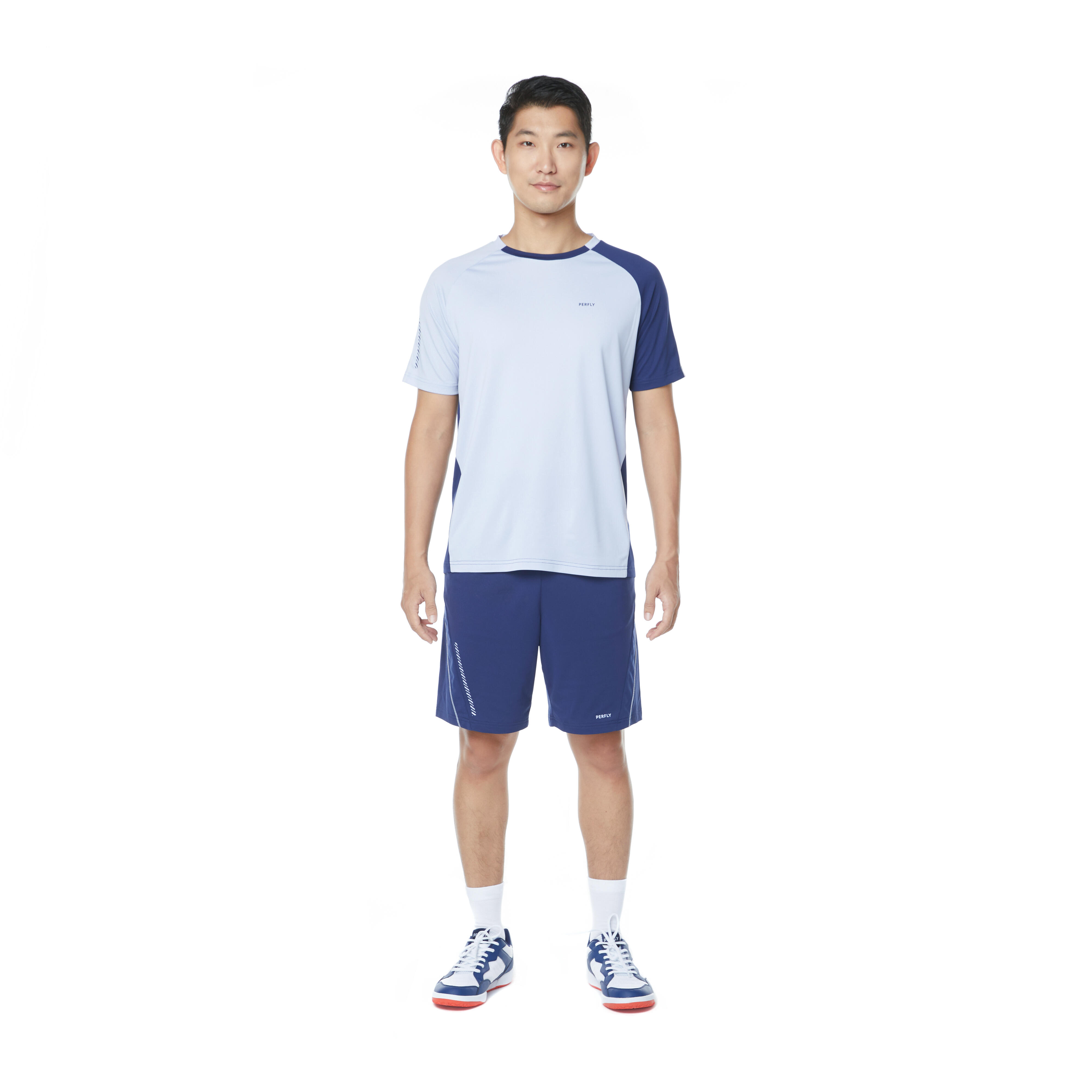 MEN BADMINTON T- SHIRT 530 BLUE GREY NAVY