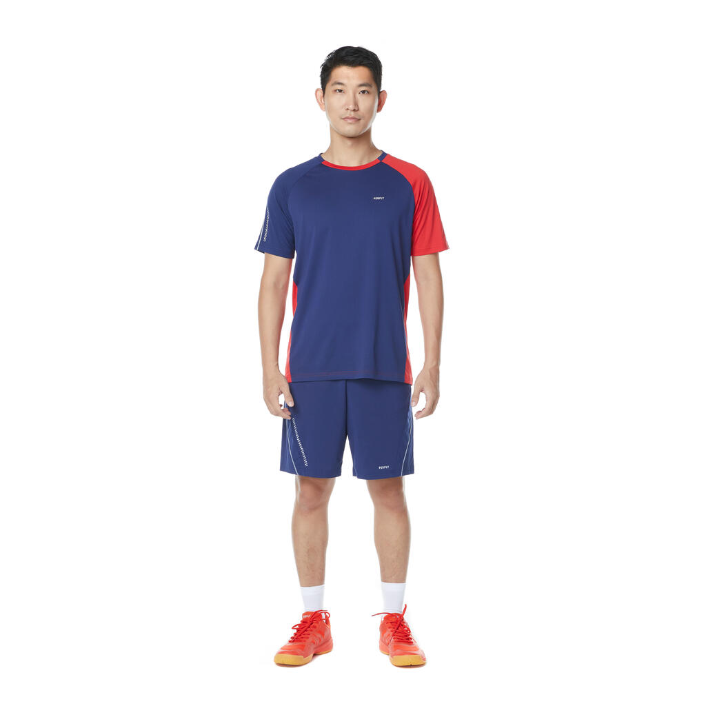 MAJICA KRATKIH RUKAVA ZA BADMINTON 530 MUŠKA PLAVO-CRVENA