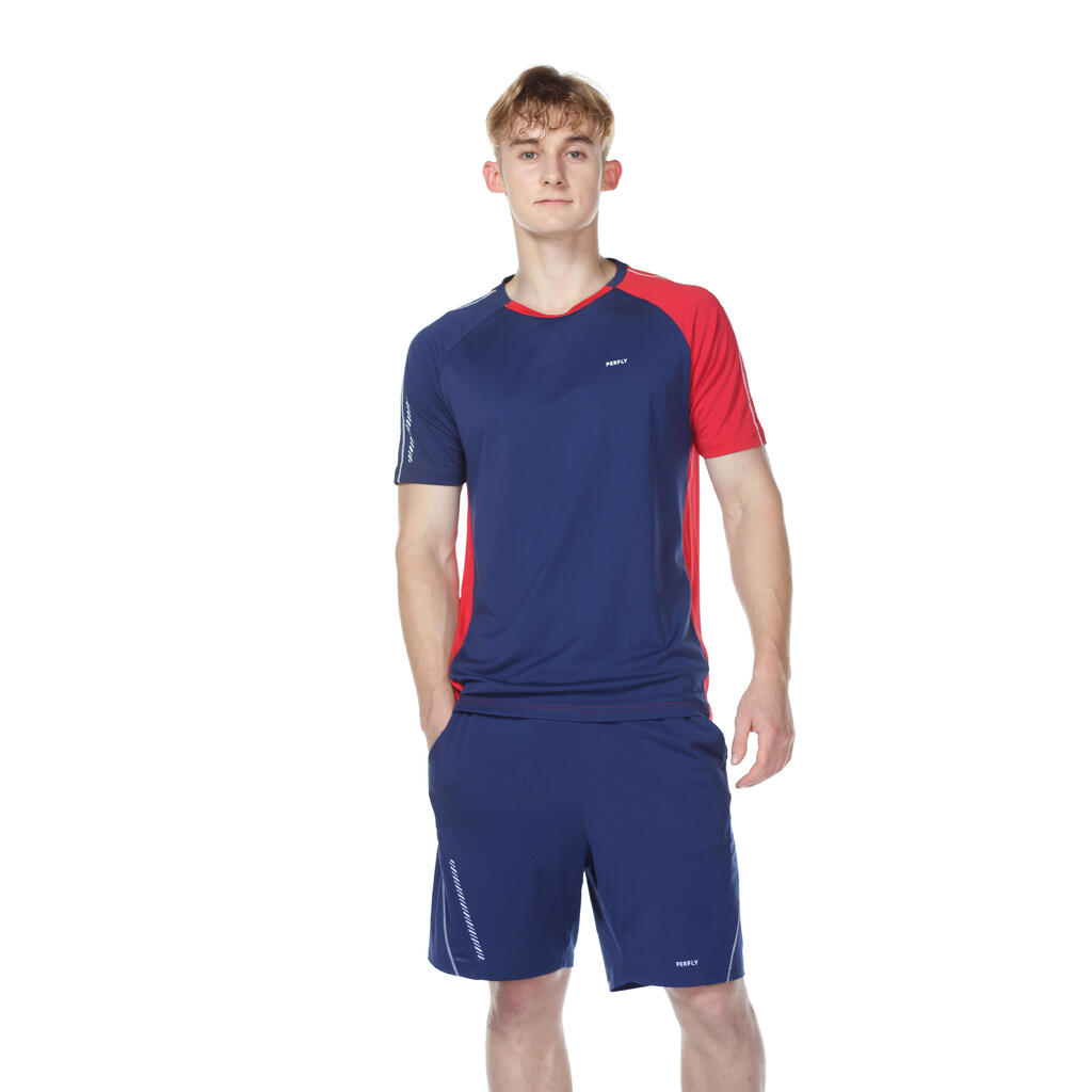 MAJICA KRATKIH RUKAVA ZA BADMINTON 530 MUŠKA PLAVO-CRVENA