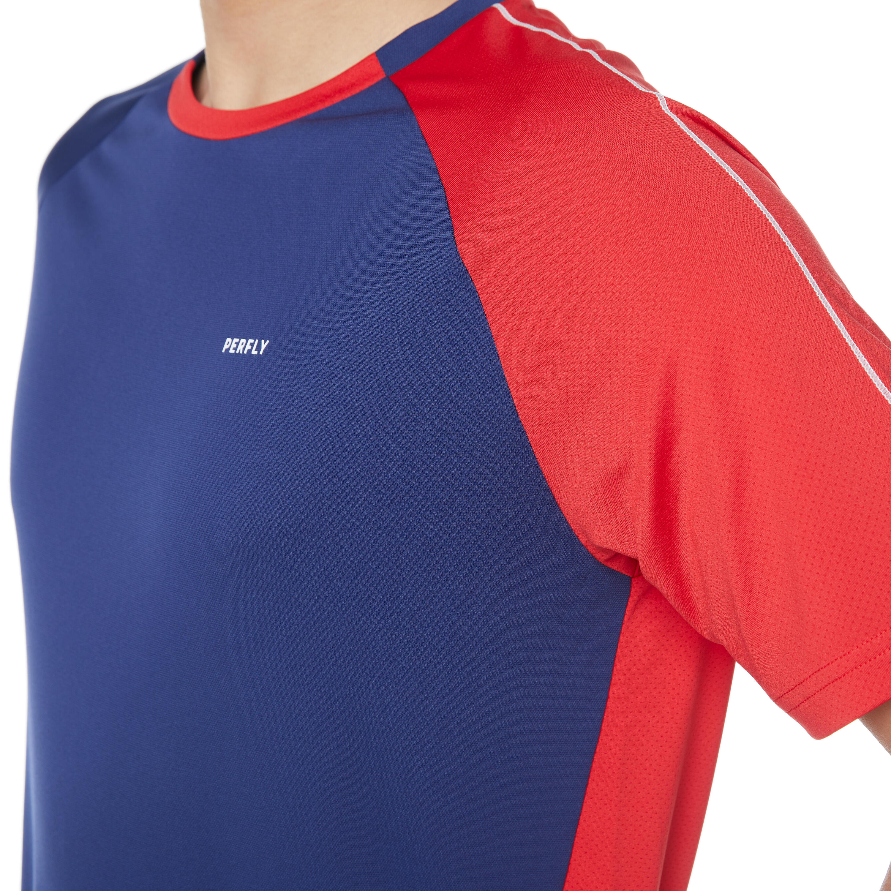 MEN BADMINTON T SHIRT 530 NAVY RED 3/14