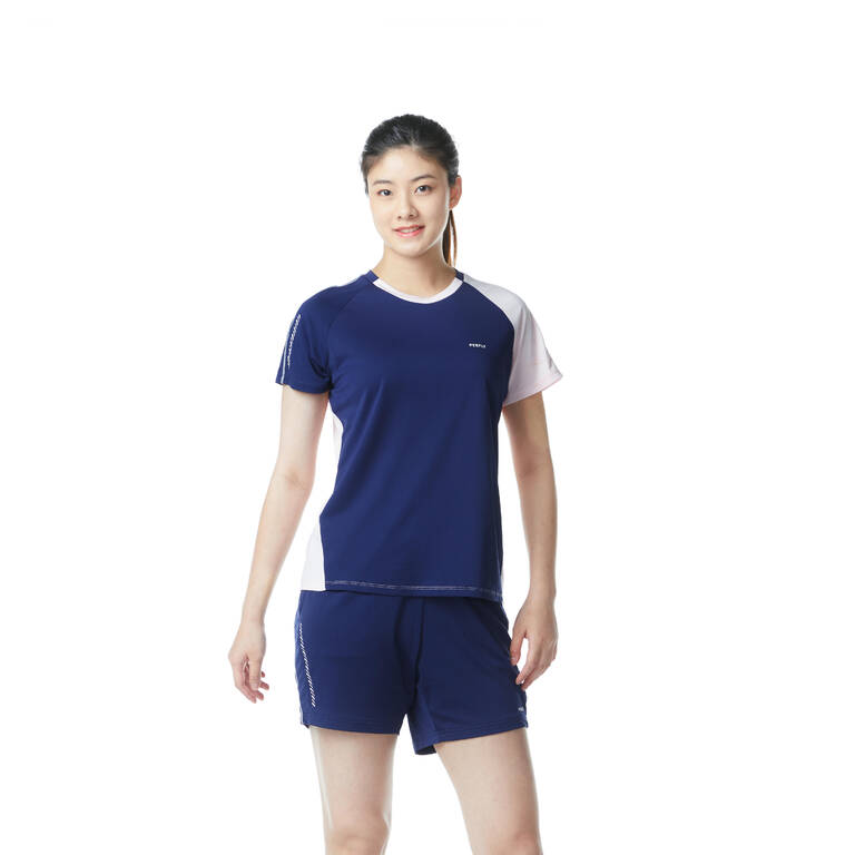 WOMEN BADMINTON T SHIRT 530 NAVY PINK