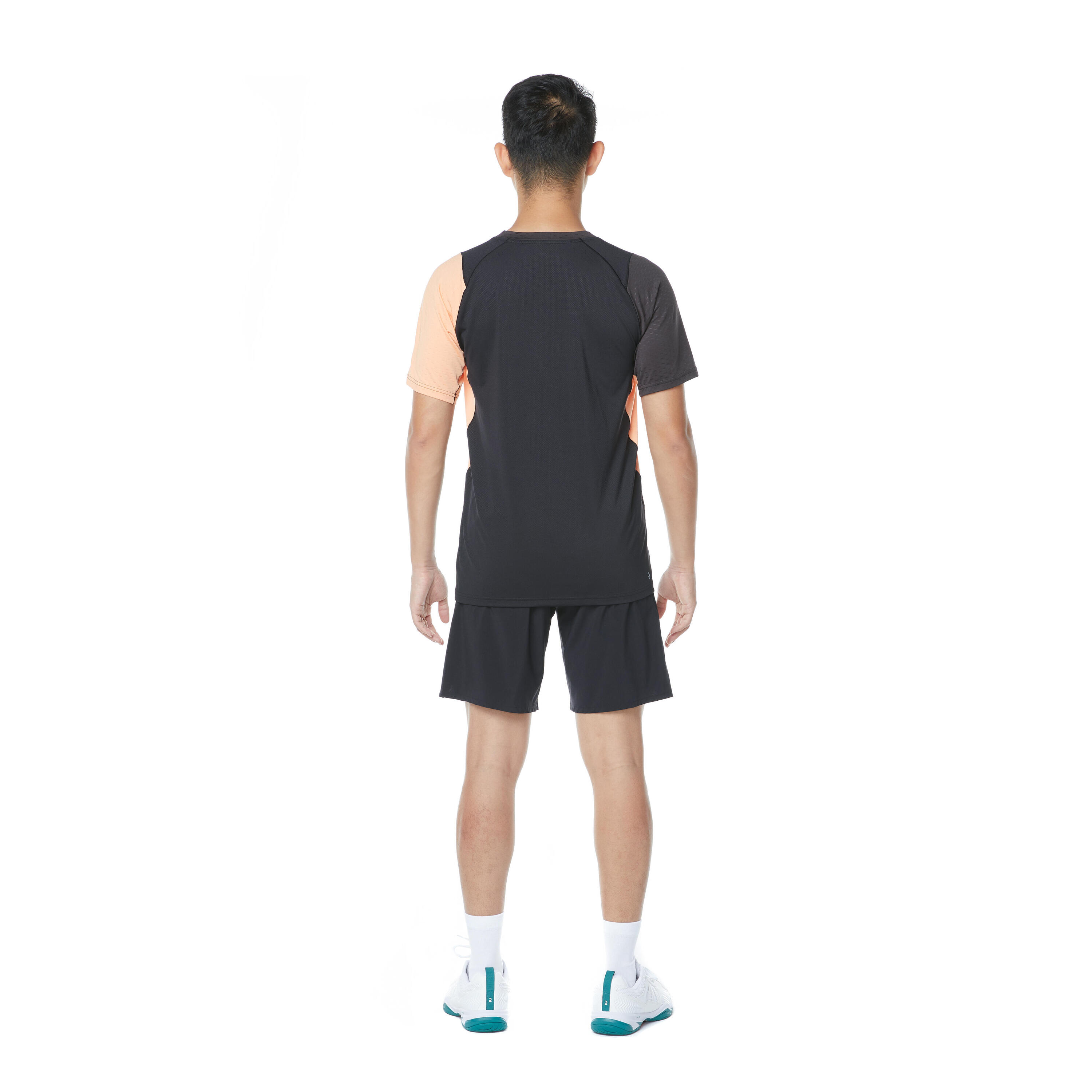 MEN BADMINTON T SHIRT 560 BLACK APRICOT 13/14