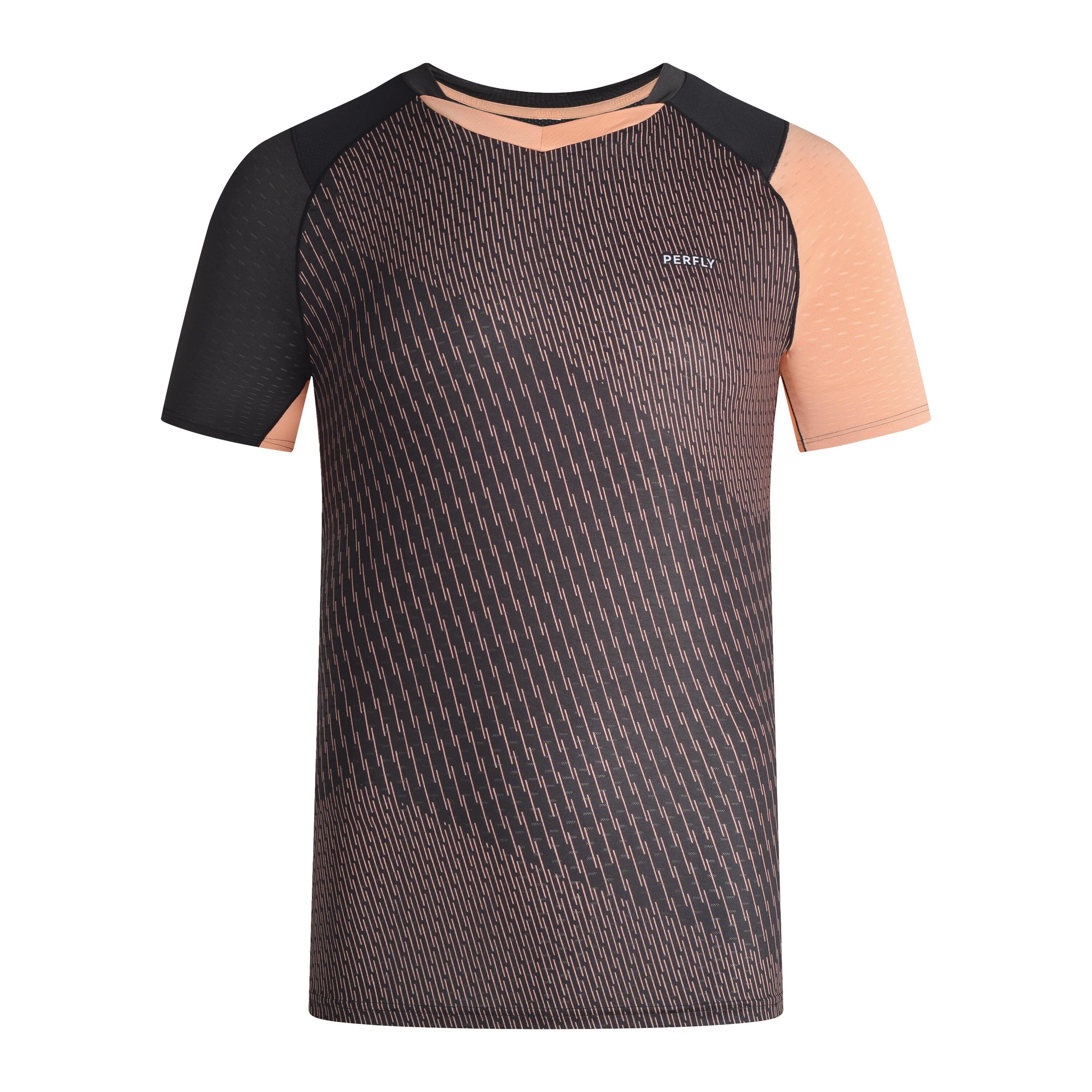 MEN BADMINTON T SHIRT 560 BLACK APRICOT 1/14