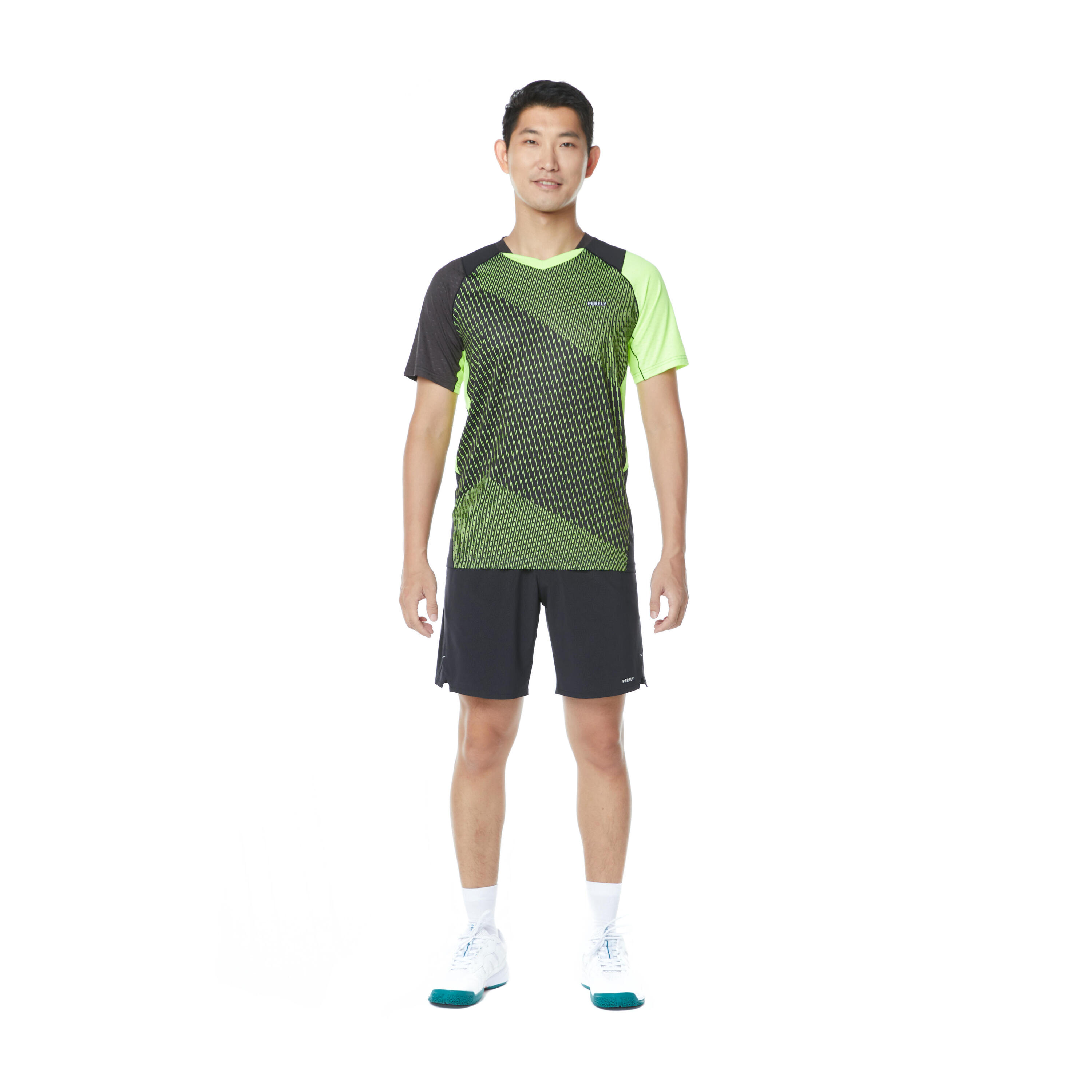 MEN BADMINTON T SHIRT 560 FLASH GREEN 14/23