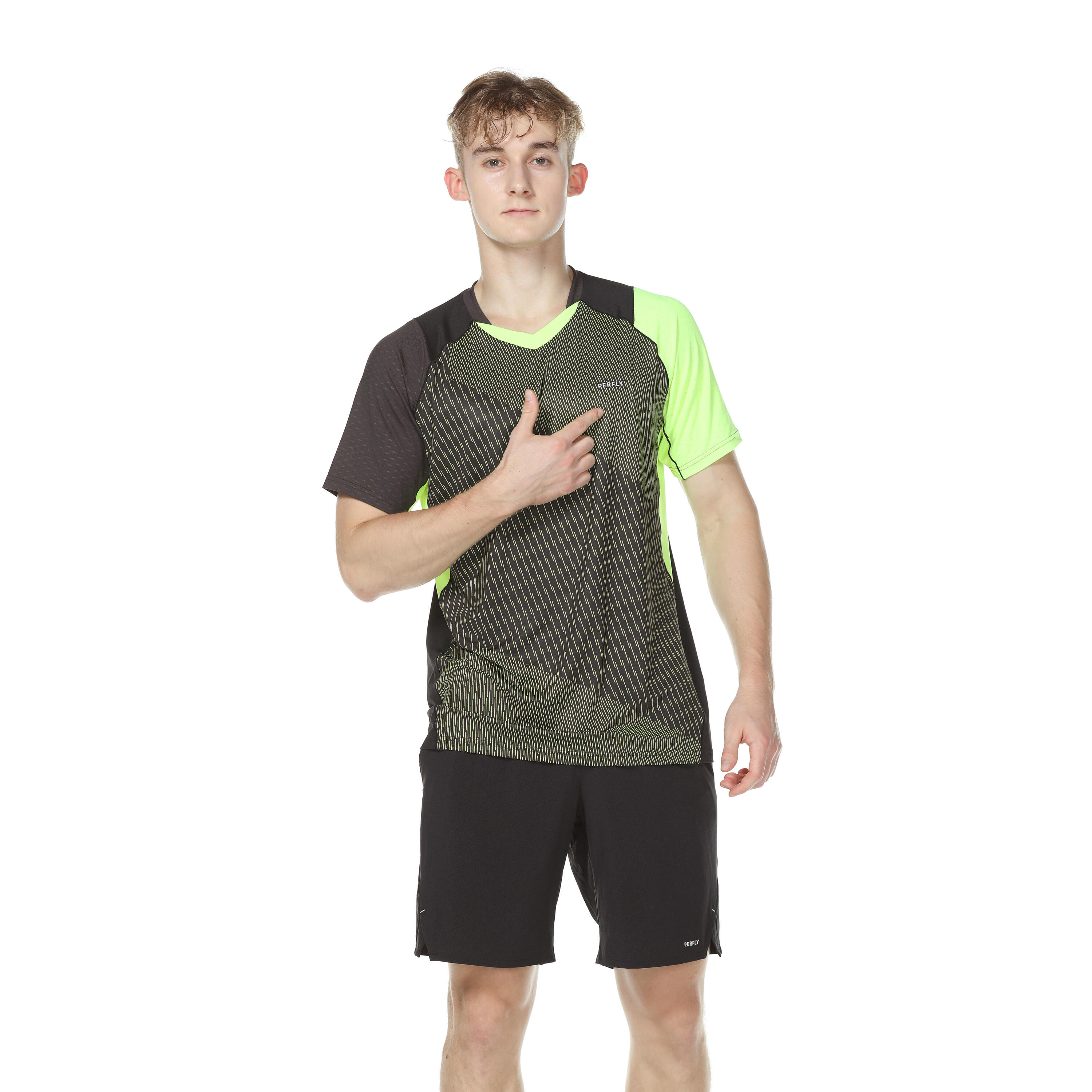MEN BADMINTON T SHIRT 560 FLASH GREEN 12/23
