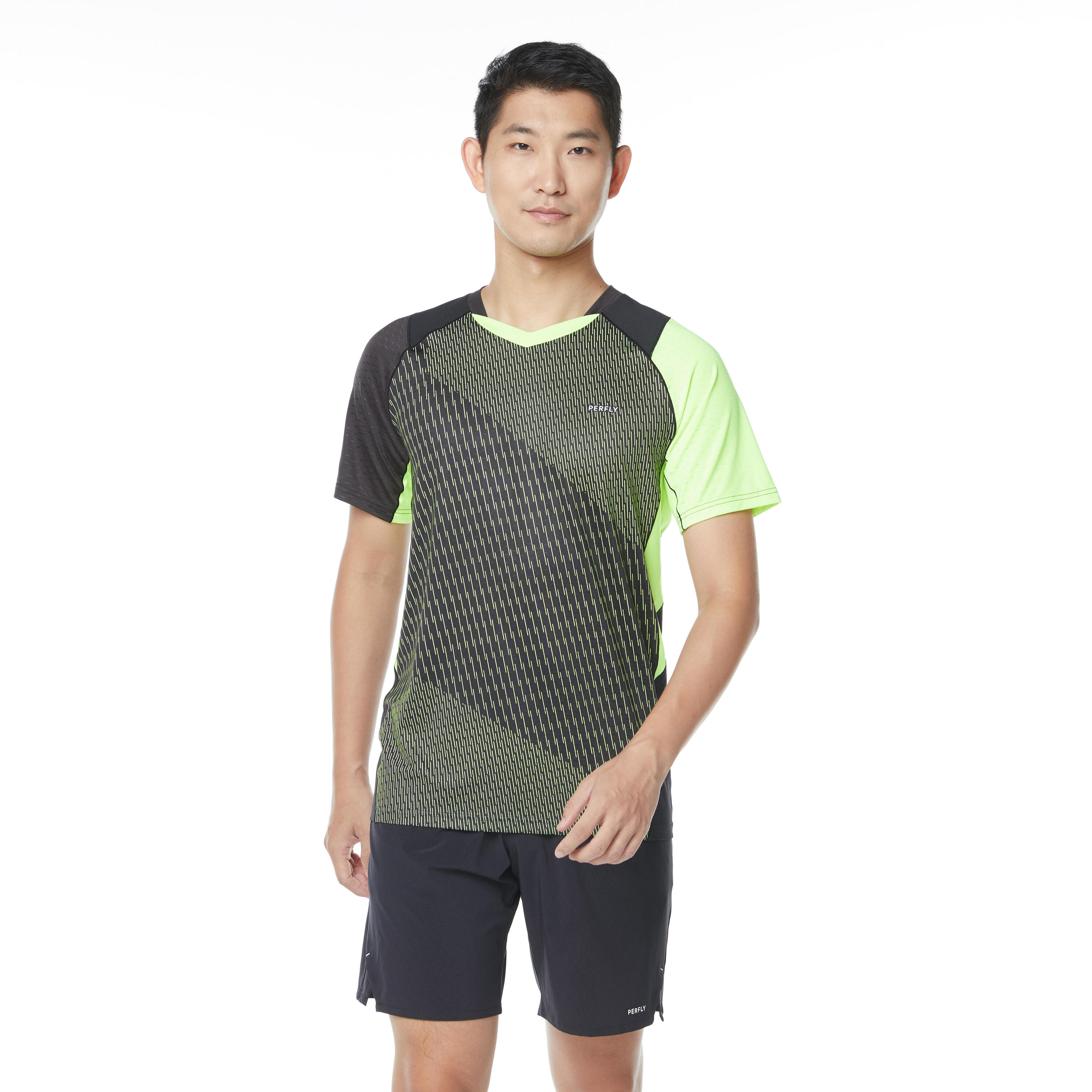 MEN BADMINTON T SHIRT 560 FLASH GREEN 10/23