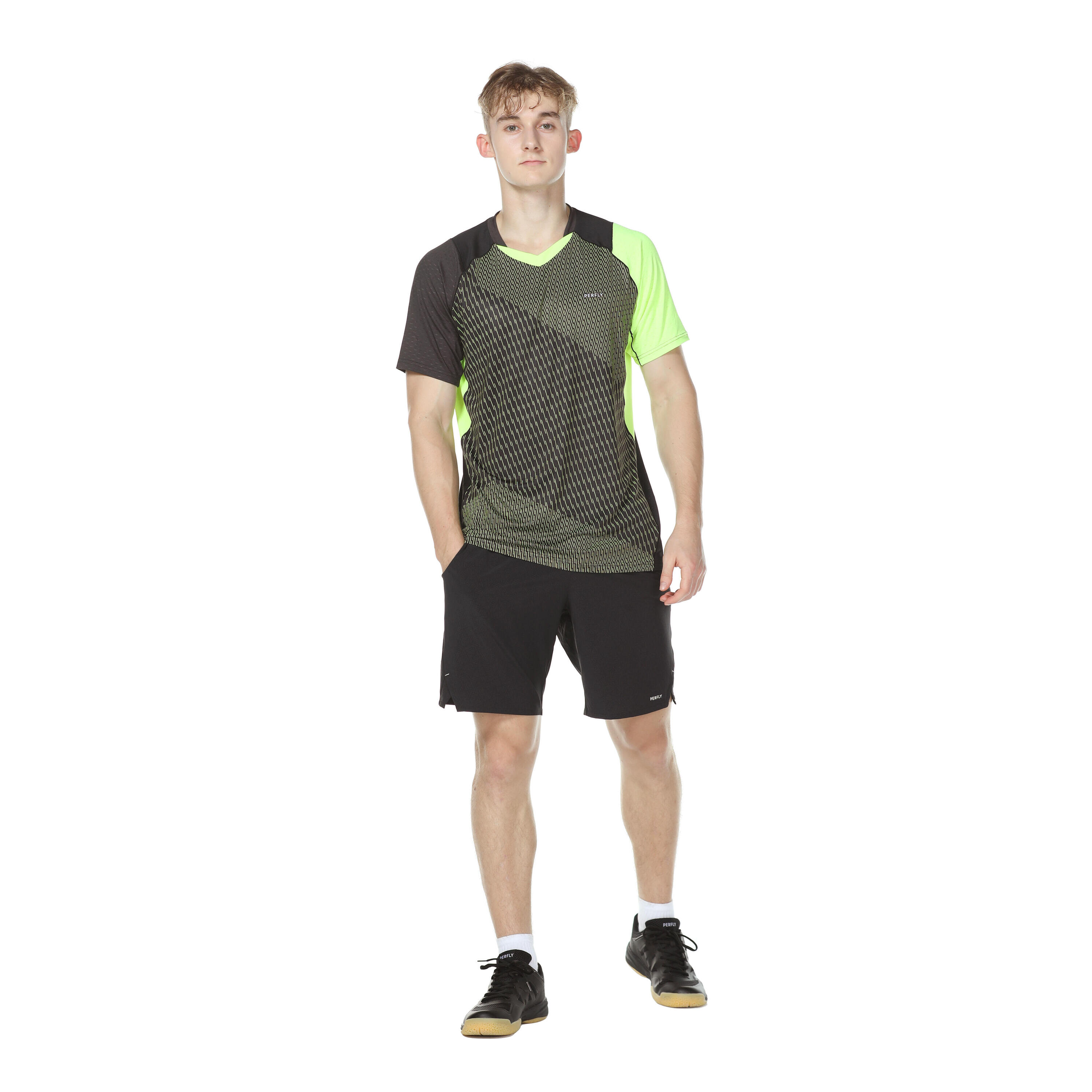 MEN BADMINTON T SHIRT 560 FLASH GREEN 9/23