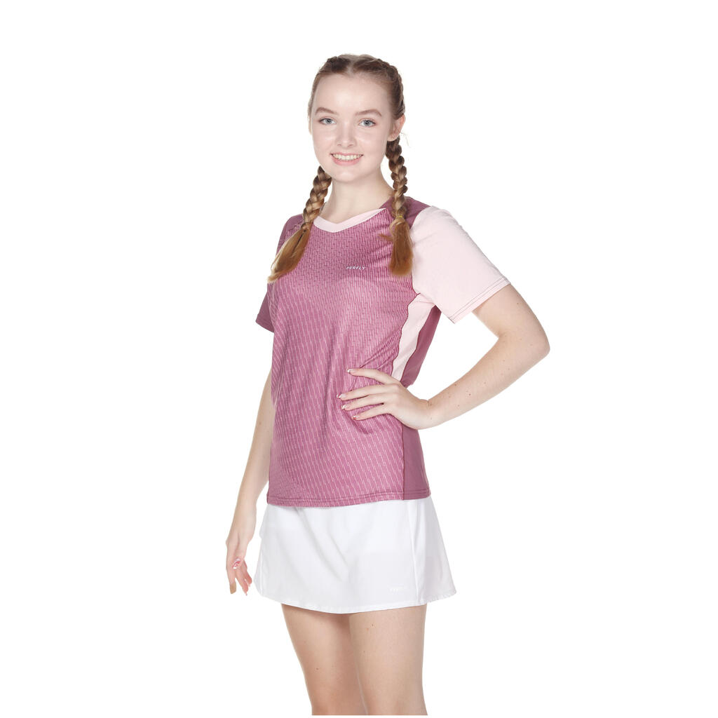 WOMEN  BADMINTON T SHIRT 560 MULBERRY