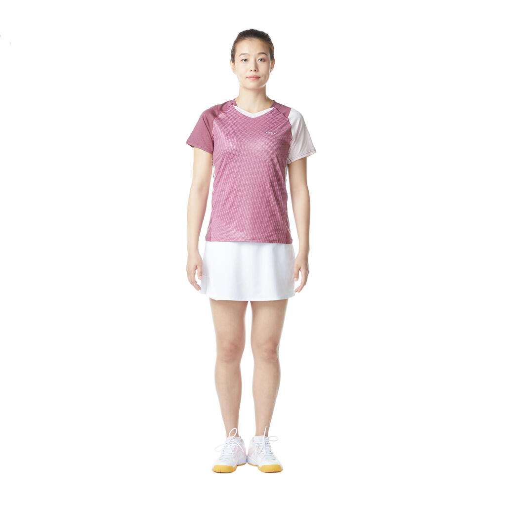 WOMEN  BADMINTON T SHIRT 560 MULBERRY