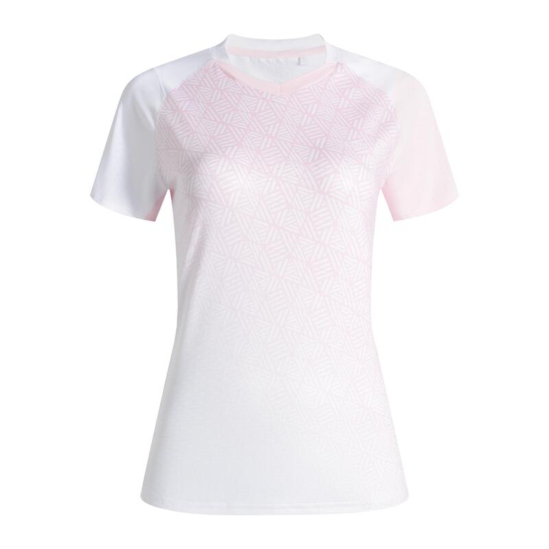 女款羽球 T 恤 560 －白粉配色