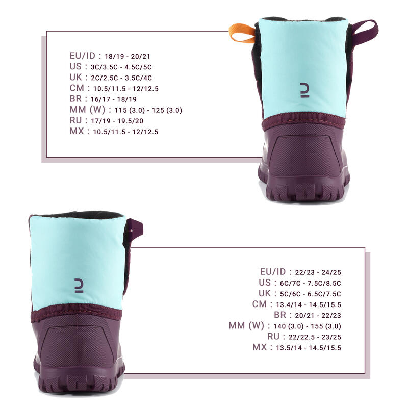 Bottes de neige bébé, Après ski bébé WARM violettes et turquoises