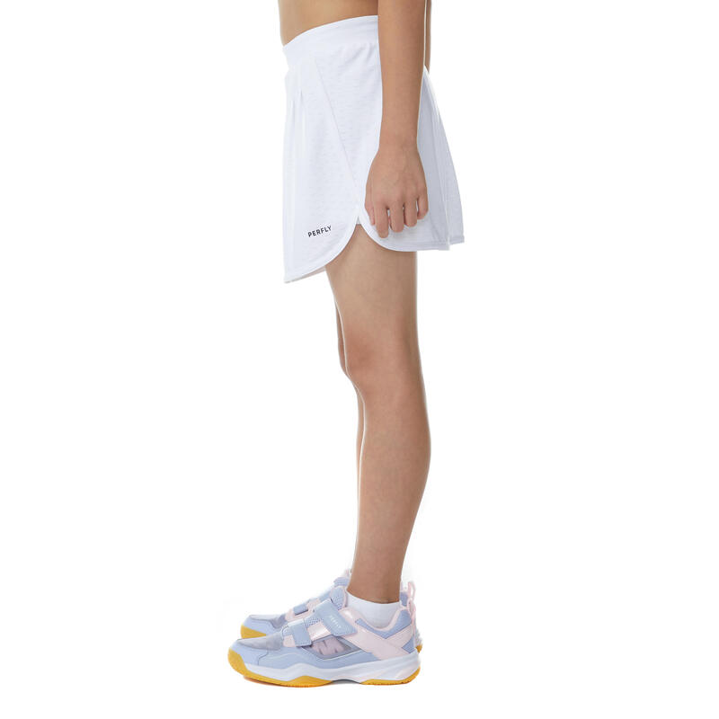 Falda pantalón de bádminton niña Perfly 560 blanco