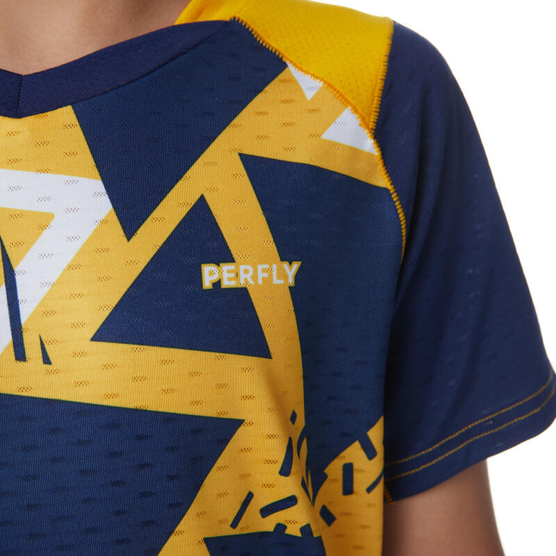 Tricou Badminton 560 Galben-Albastru Copii