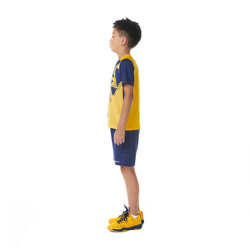 Tricou Badminton 560 Galben-Albastru Copii